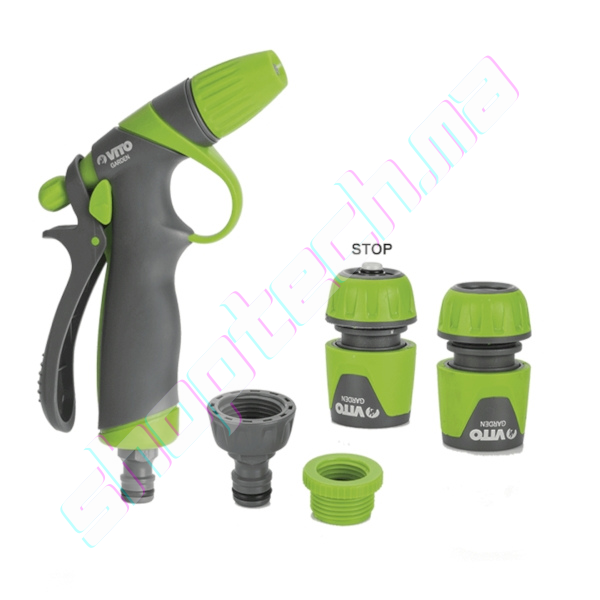 Kit pistolet arrosage manche caoutchouc