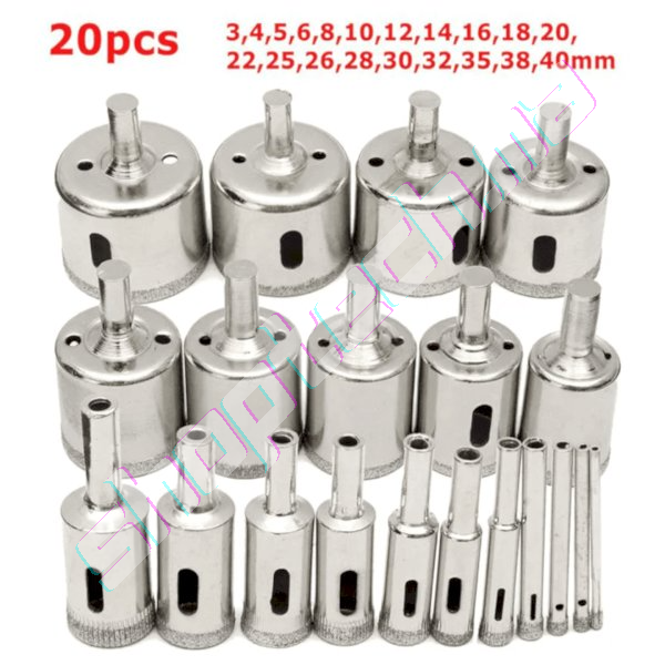 Scies cloches diamant 20 pieces 2mm - 50mm